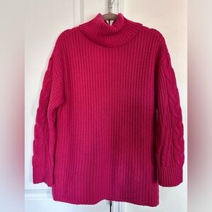 NWOT Naadam pink cable detail cowl neck wool & cashmere sweater - size S